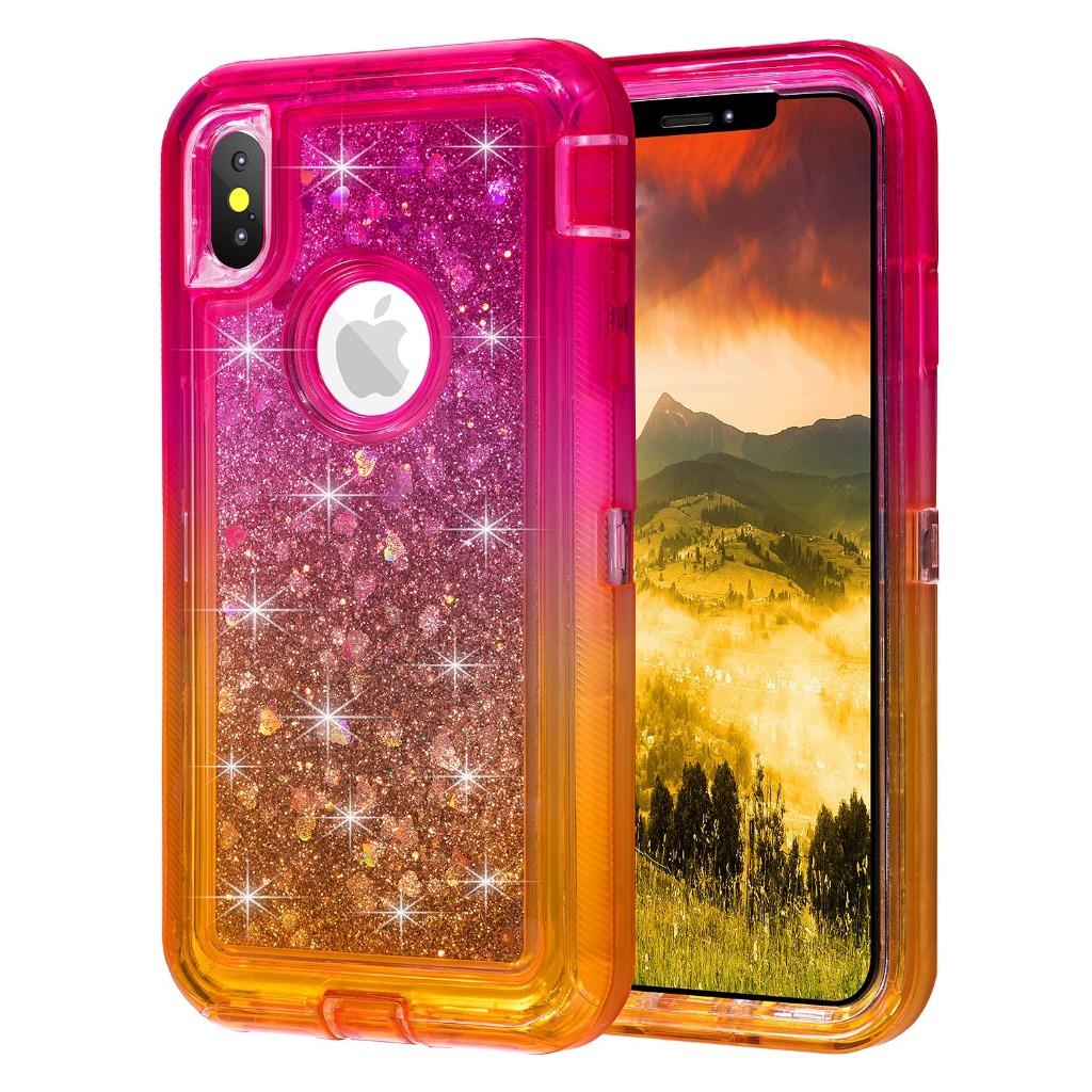 For iPhone XR XS Max Gradient Glitter Quicksand Liquid Full-Body Protective Case - Picture 16 of 16