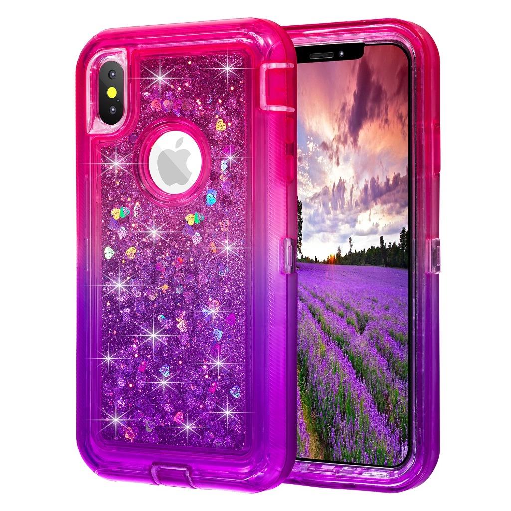 For iPhone XR XS Max Gradient Glitter Quicksand Liquid Full-Body Protective Case - Picture 14 of 16