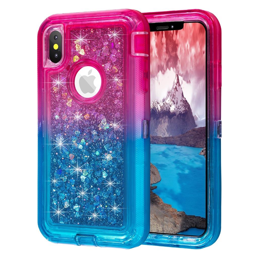 For iPhone XR XS Max Gradient Glitter Quicksand Liquid Full-Body Protective Case - Picture 15 of 16