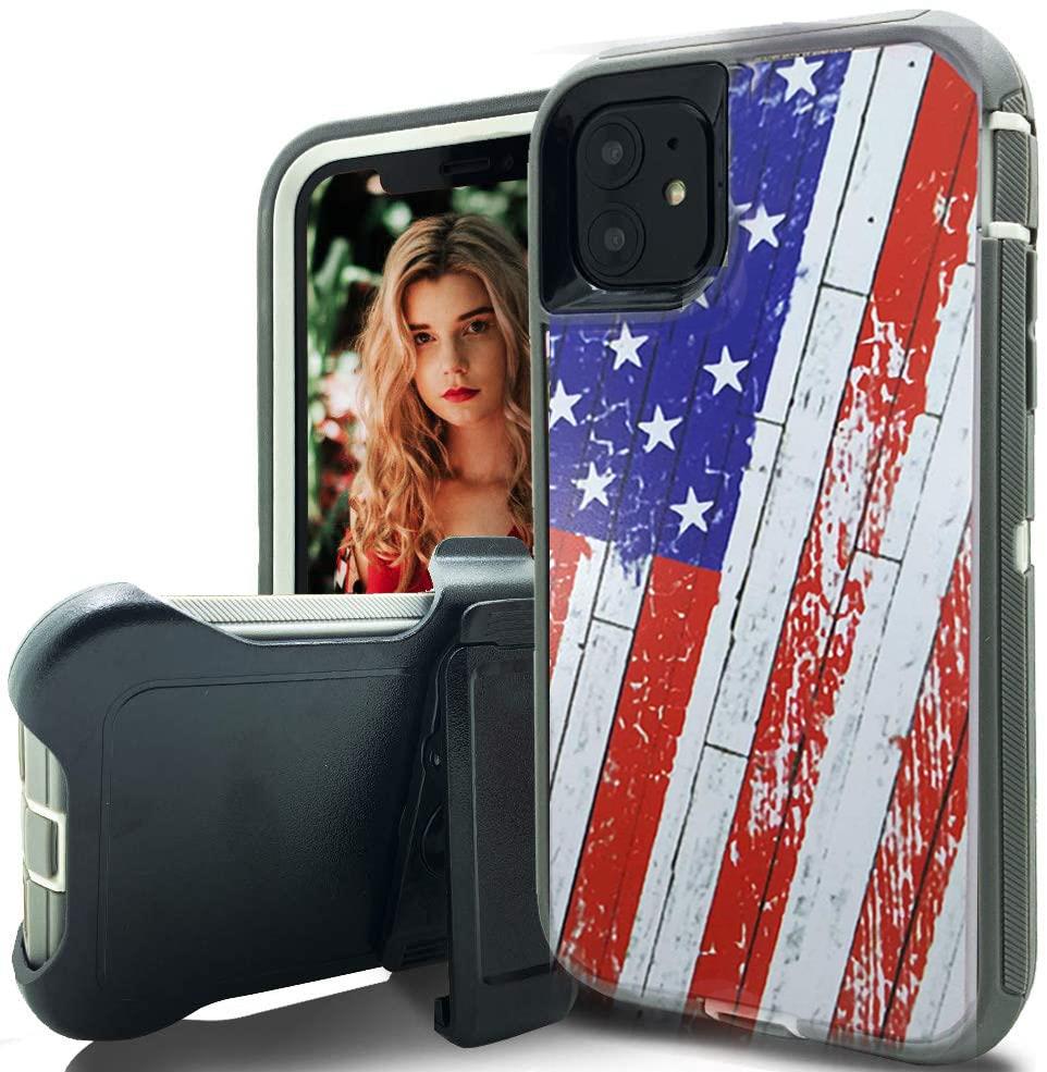 Per iPhone 13 Pro Max 13 Pro Mini 2021 custodia mimetica bandiera degli Stati Uniti clip da cintura adatta a Otterbox - Foto 24 di 24