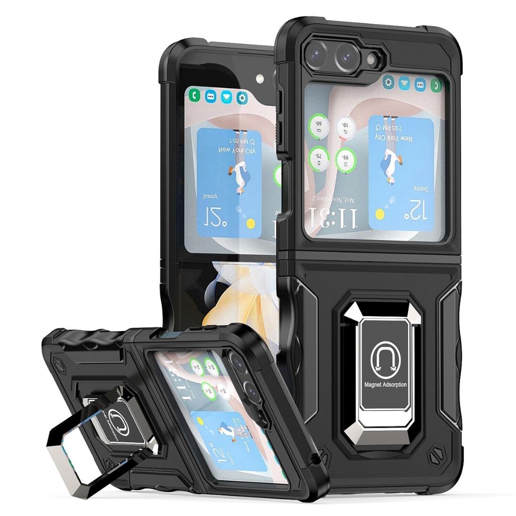 Per Samsung Galaxy Z Flip 6 custodia magnetica ibrida robotica militare supporto anello - Foto 13 di 16