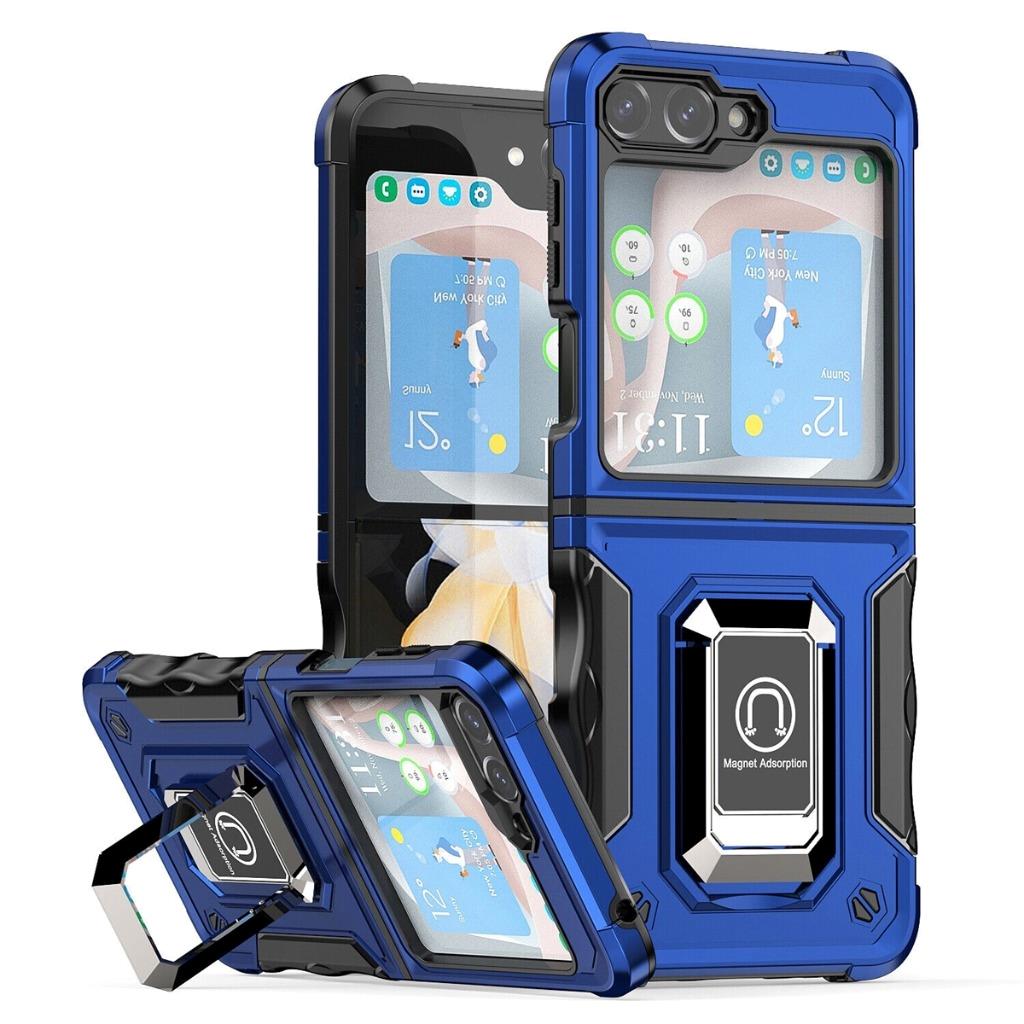 Per Samsung Galaxy Z Flip 6 custodia magnetica ibrida robotica militare supporto anello - Foto 14 di 16