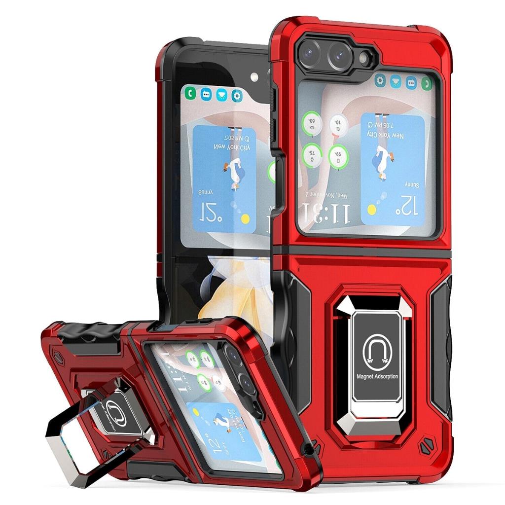 Per Samsung Galaxy Z Flip 6 custodia magnetica ibrida robotica militare supporto anello - Foto 15 di 16