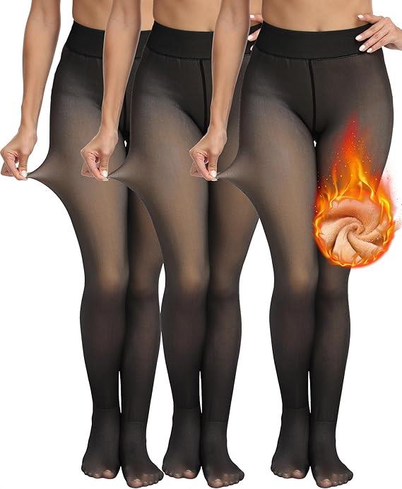 Fleece Lined Tights Women Plus Size Translucent Fleece Pantyhose Winter Warm USA - Picture 12 of 12