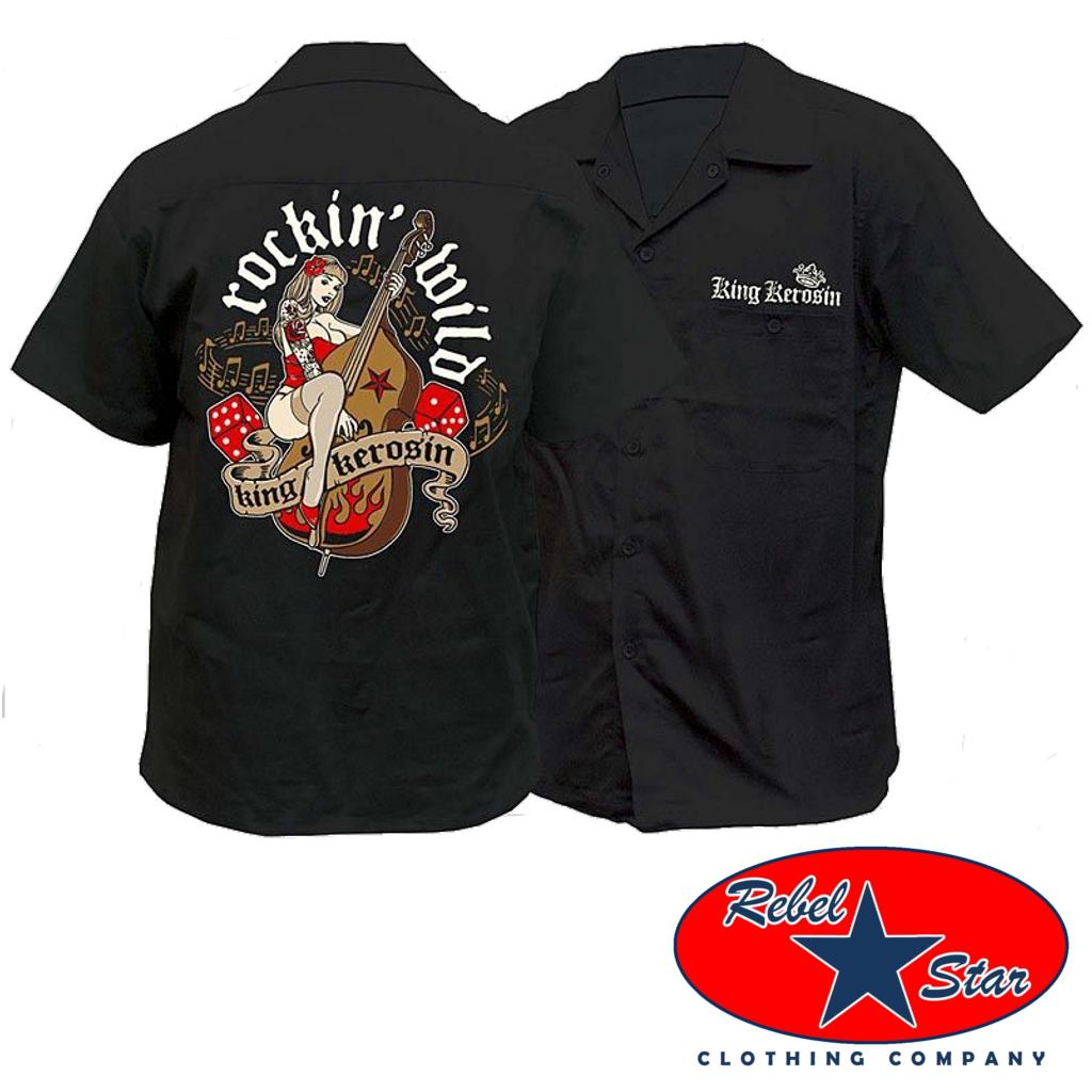 Rockin Wild Work Shirt Rockabilly Tattoo Garage Kustom Kerosin Punk ...
