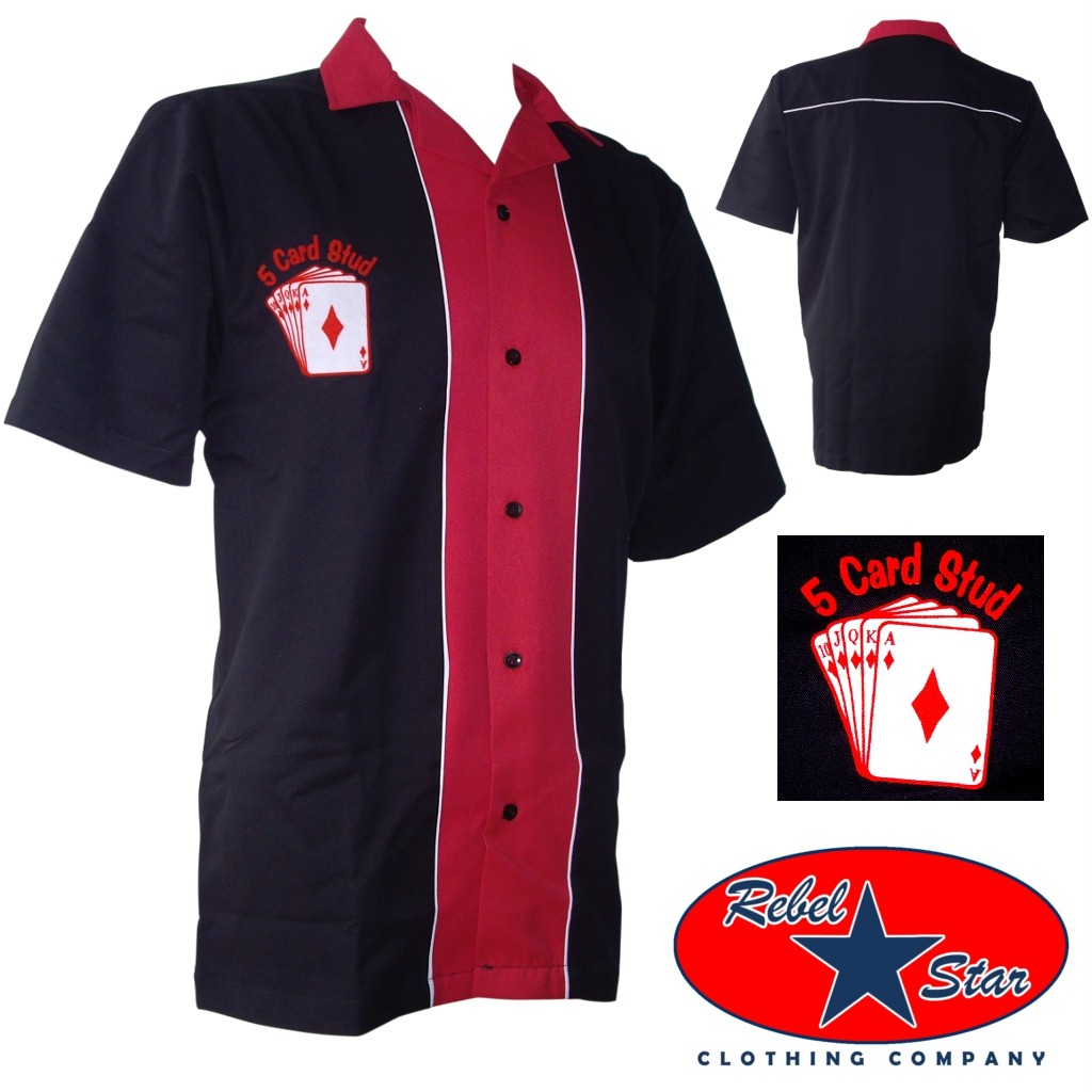 5 Card Stud Bowling Shirt Rockabilly Retro 50s 60s Cool Vegas Tattoo ...