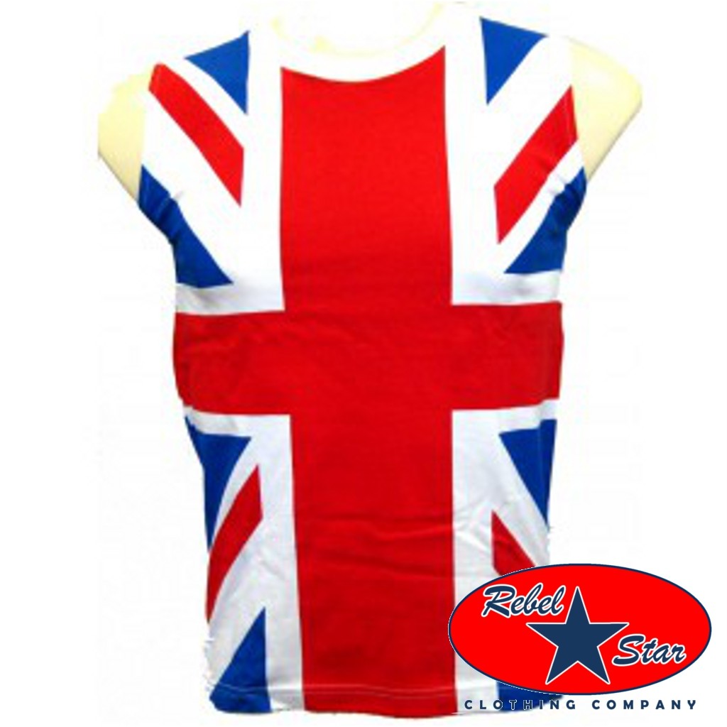 Union Jack UK Flag Sleeveless Mens T-Shirt Retro Punk Rock Mod Jam Who ...