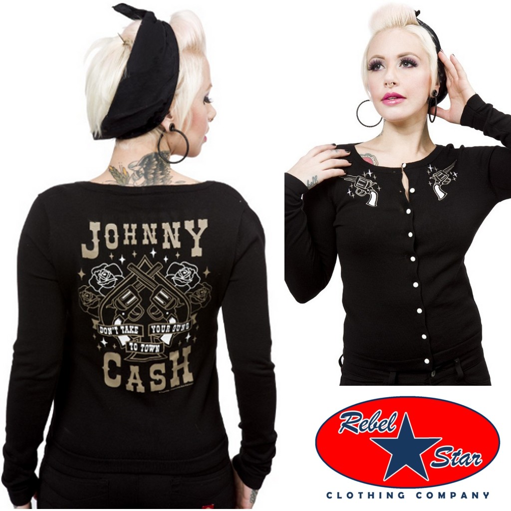 Johnny Cash Guns Cardigan Retro Rockabilly Punk Tattoo Pin Up Country ...