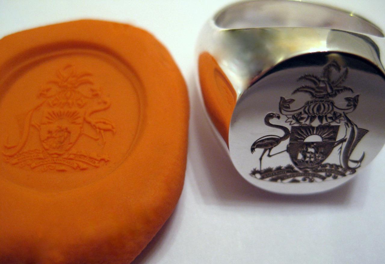 RING 19x17 XL CUSTOM ENGRAVED WAX SEAL FAMILY CREST SILVER 925 BY JOLLER eBay