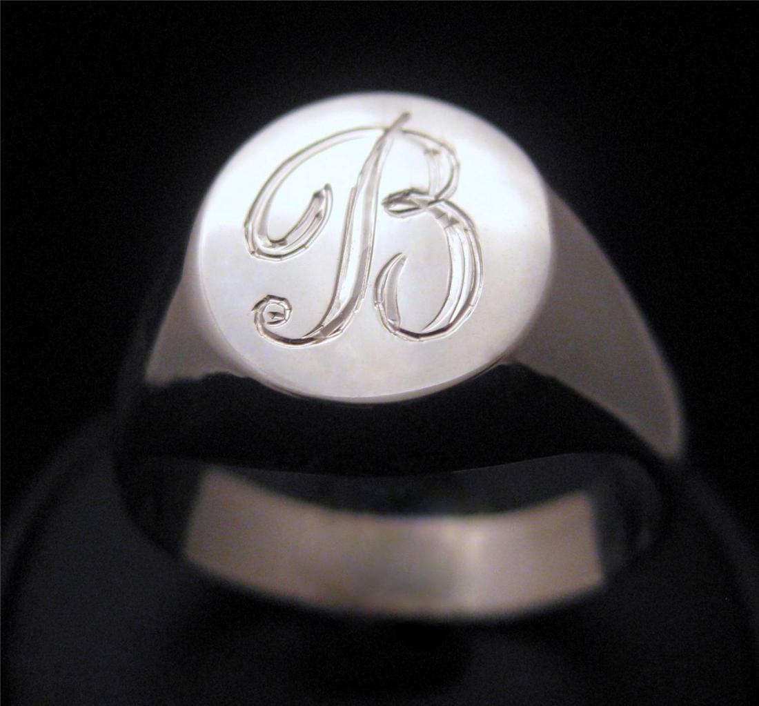 personalized signet ring monogram hand engraved sterling silver