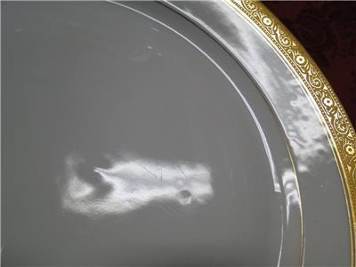 Gold Verge Luncheon Plate s Hutschenreuther HUT99 White with Encrusted Gold 