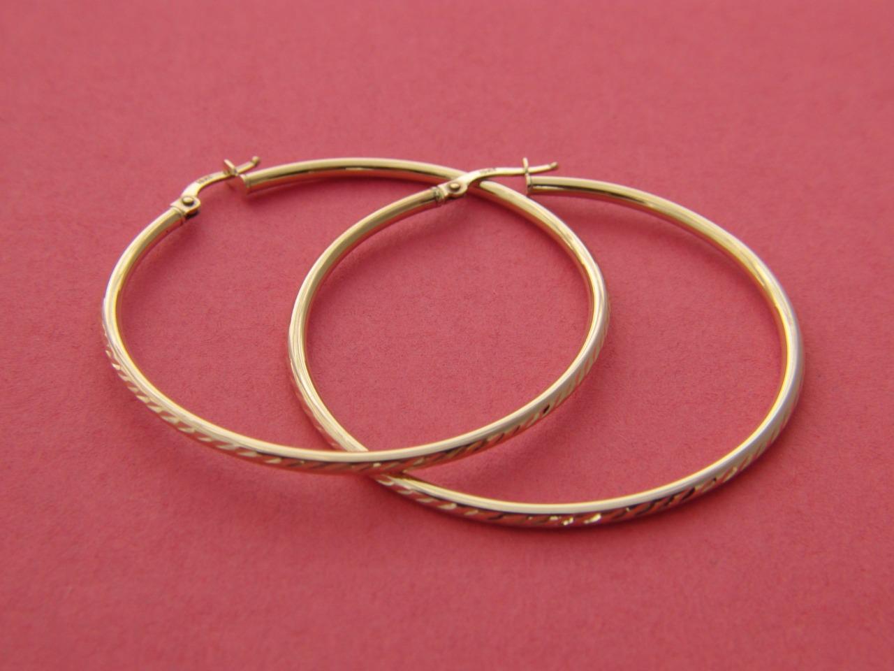 Orecchini a cerchio D/C in vero oro 10 kt cerchi a scatto 30 mm, 45 mm, 65 mm e 85 mm - Foto 3 di 5