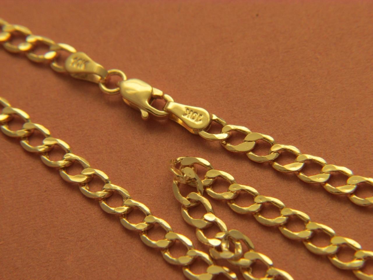 10k gold rope figaro cuban link necklace bracelet with lobster clasp real gold - Picture 5 of 7