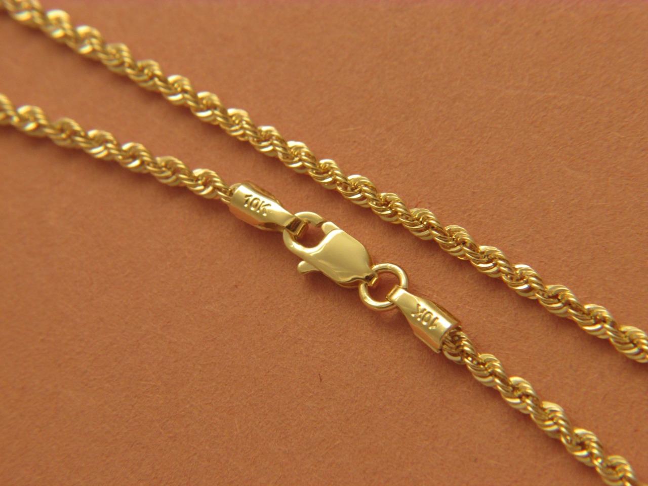 10k gold rope figaro cuban link necklace bracelet with lobster clasp real gold - Picture 6 of 7
