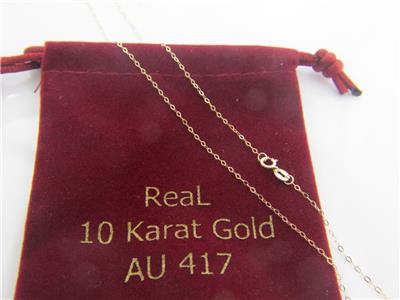 Solid 10Kt yellow Gold 1.3mm Flat Cable Chain Necklace  real gold 10k