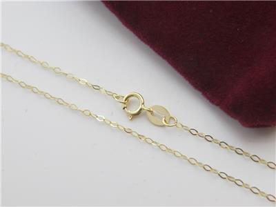 Solid 10Kt yellow Gold 1.3mm Flat Cable Chain Necklace real gold 10k