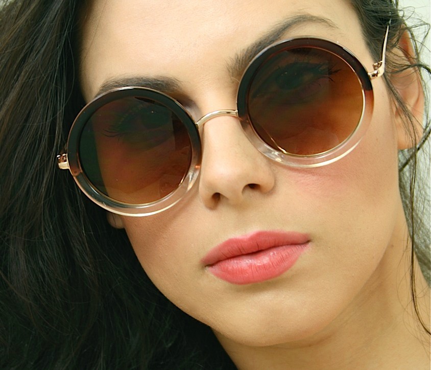 Retro Vintage Big "Round" Oval Circle Metal Arms Chic Women Sunglasses Shades - Picture 5 of 5