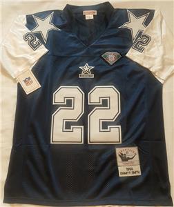 DALLAS COWBOYS EMMITT SMITH #22 BLUE THROWBACK JERSEY AUTHENTIC SEWN ...
