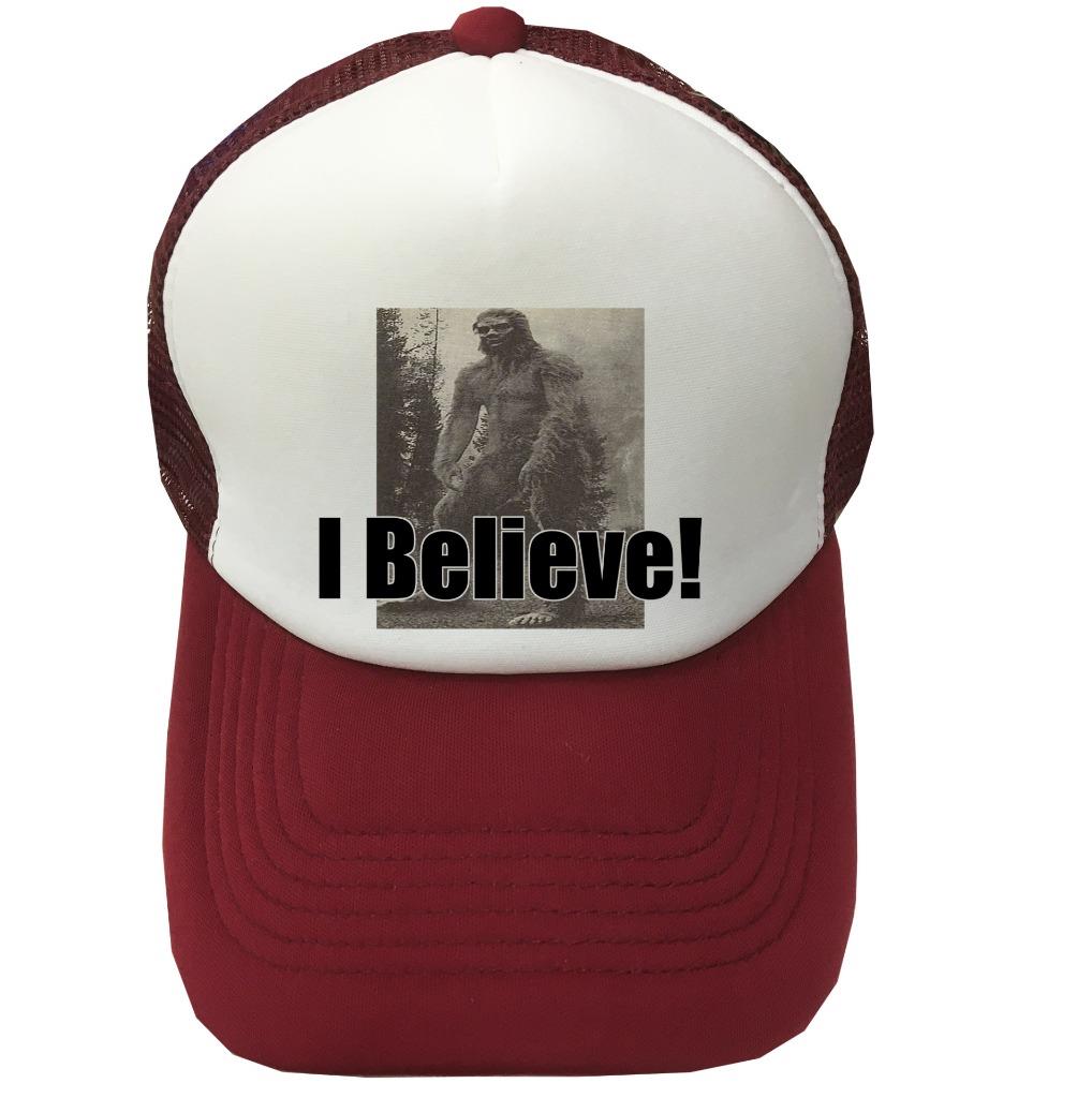 NW MESH TRUCKER CAP PRINTED I BELIEVE BIGFOOT SASQUATCH RESEARCH TEAM FUNNY HAT - Picture 12 of 15