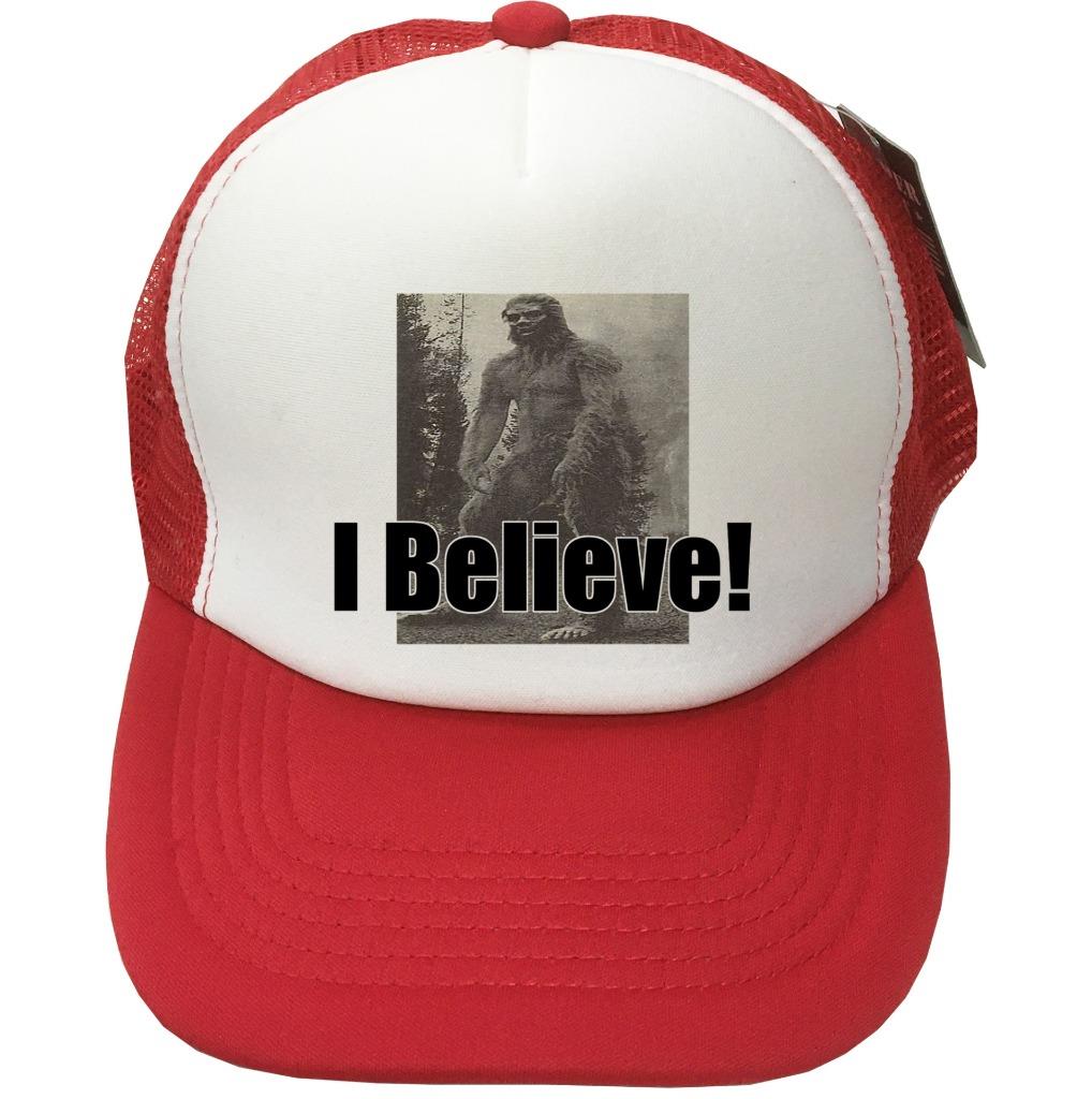 NW MESH TRUCKER CAP PRINTED I BELIEVE BIGFOOT SASQUATCH RESEARCH TEAM FUNNY HAT - Picture 11 of 15