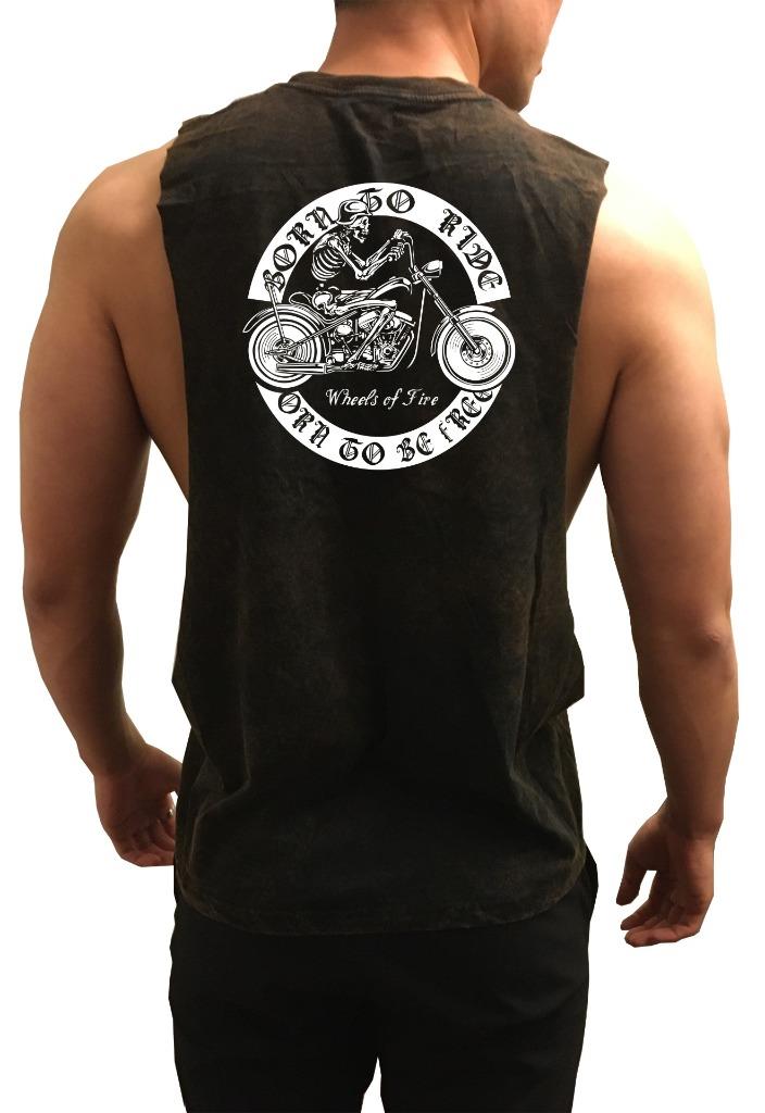 NUEVO CON ETIQUETAS Para hombres Motocicleta Cráneo Entrenamiento culturismo gimnasio camisa muscular suelta camiseta sin mangas - Imagen 8 de 8