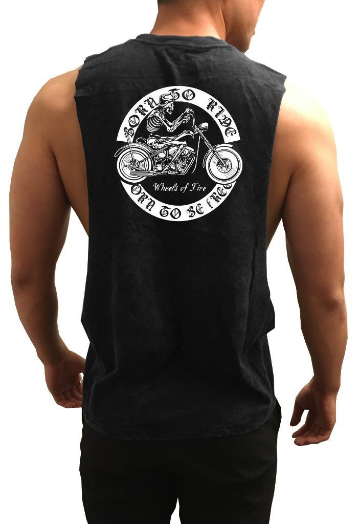 NUEVO CON ETIQUETAS Para hombres Motocicleta Cráneo Entrenamiento culturismo gimnasio camisa muscular suelta camiseta sin mangas - Imagen 7 de 8