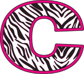 Hot Pink Zebra Alphabet Letters Removable Wall Sticker Vinyl Decal Room ...