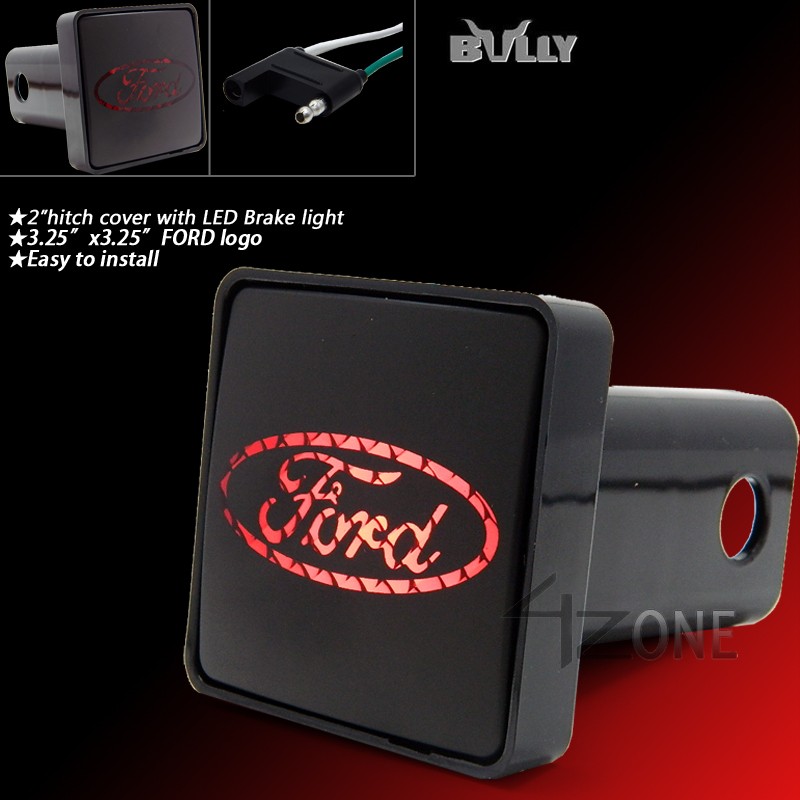 2" Ford Logo Hitch Receiver Cover Cap w LED Brake Light Lamp F150 F250
