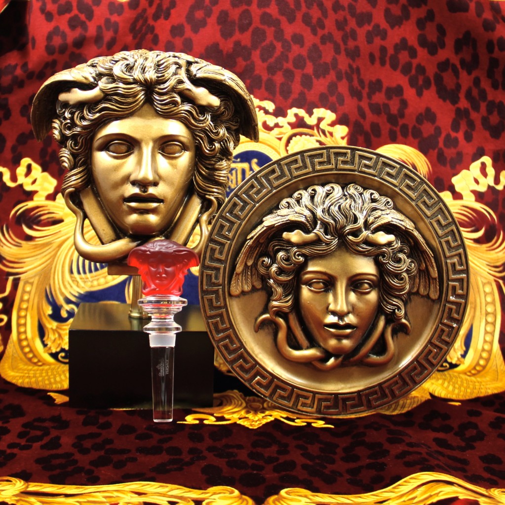 Versace Bottle Wine Stopper, Gold Stone Gorgona Bust Sculpture & Medusa ...