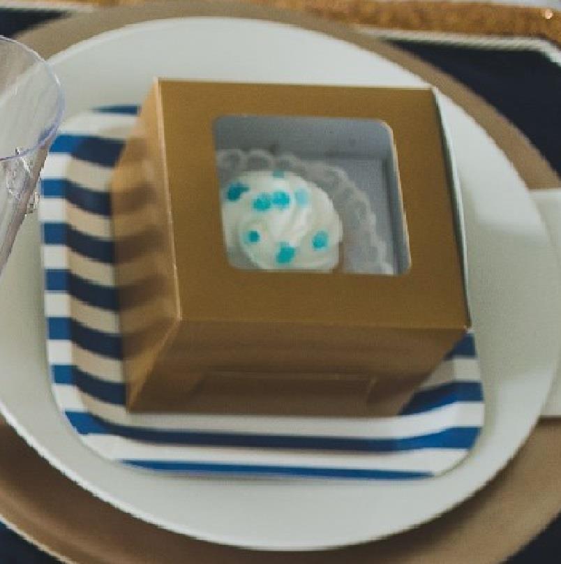 Gold Color Cupcake Boxes 12-PC Take Home Dessert 2-Go Containers W Clear Window