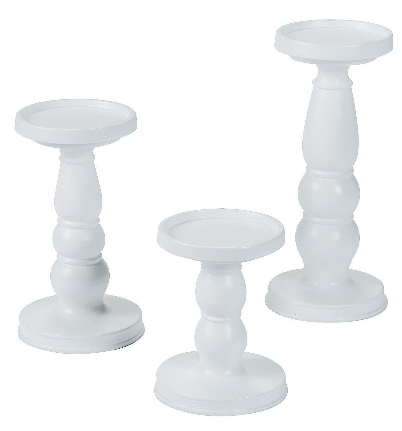 Graduated Heights White Pillar Candle-Holders Centerpieces Table Decor 5"-9"H - Picture 1 of 12