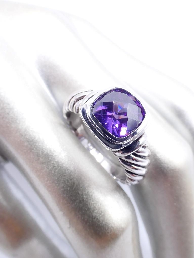 EXQUISITE 18kt White Gold Plated Square Cushion Cut Crystal Cable Ring S56789 - Picture 14 of 19