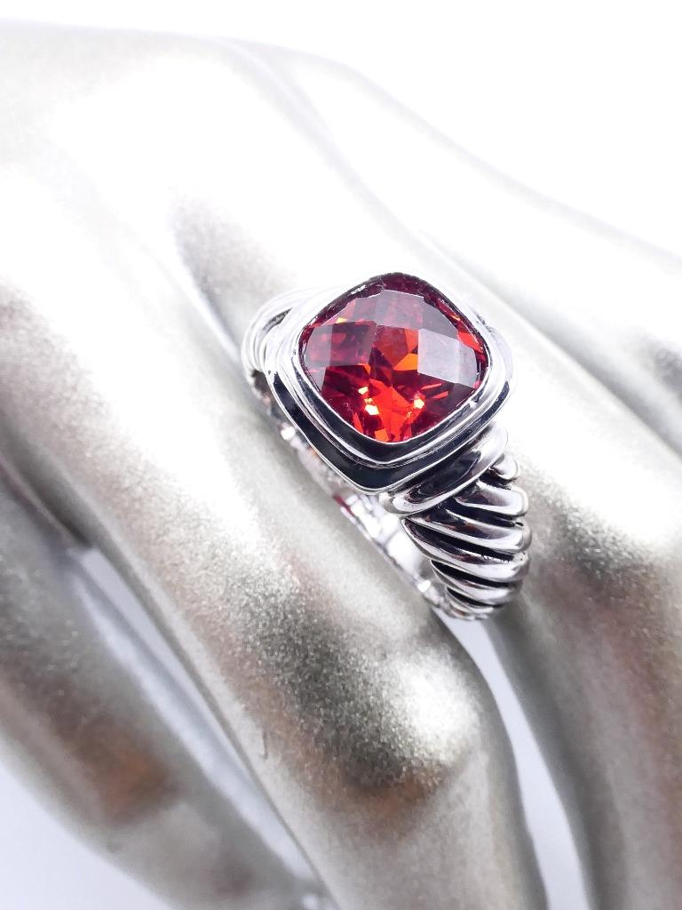 EXQUISITE 18kt White Gold Plated Square Cushion Cut Crystal Cable Ring S56789 - Picture 17 of 19