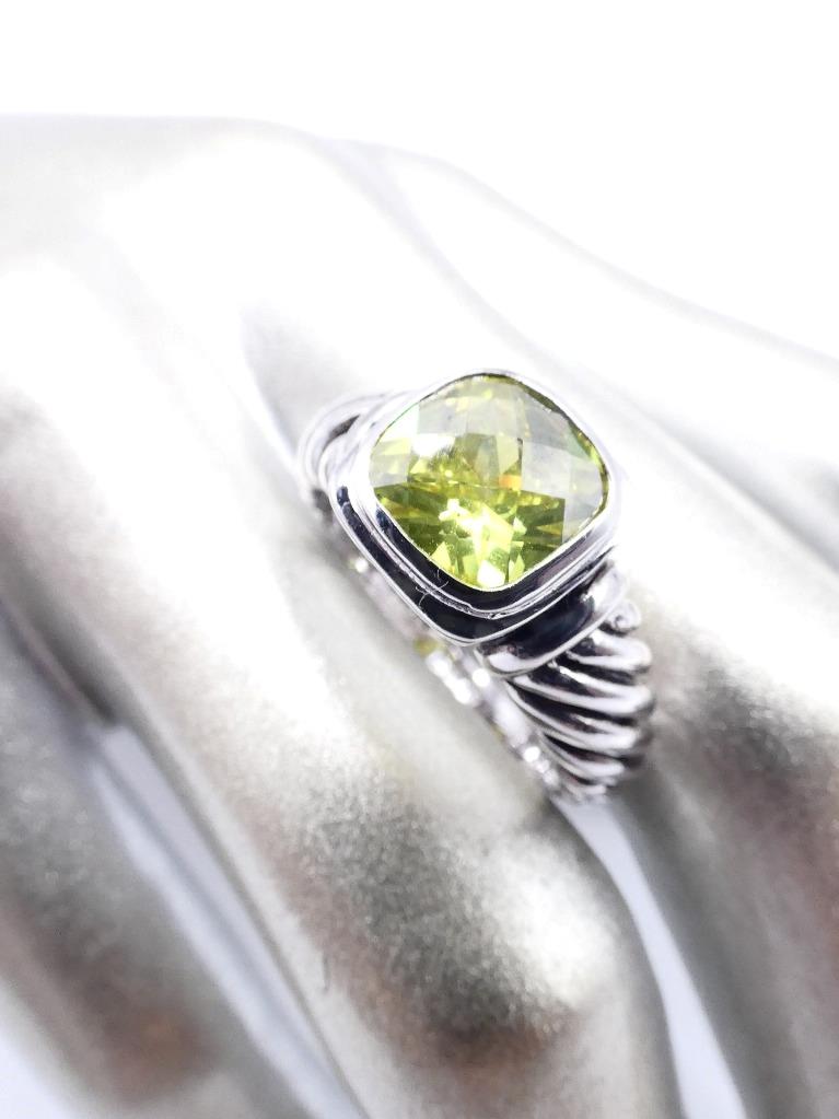 EXQUISITE 18kt White Gold Plated Square Cushion Cut Crystal Cable Ring S56789 - Picture 16 of 19