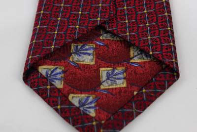 ROBERT TALBOTT Studio Silk Tie. Red Floral w Yellow Center  display picture 3