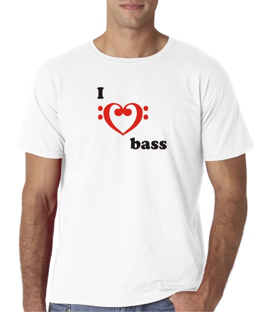 Mens I Love Heart Bass Guitar Music T-Shirt Tee