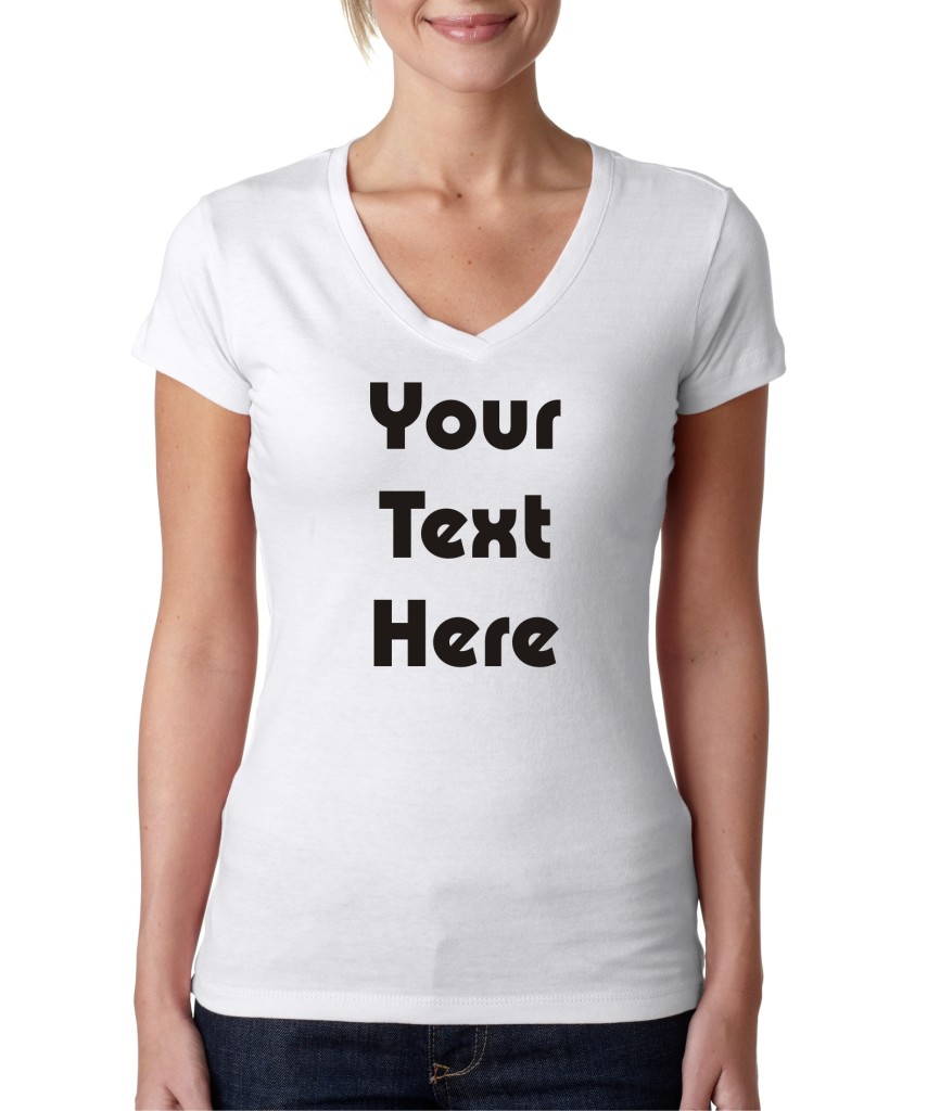 Juniors Next Level Custom Personalized Text V-Neck T-Shirt Tee All ...