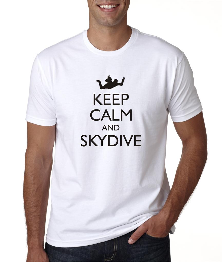 Mens Keep Calm and Skydive Funny T-Shirt Freefall Sports Skydiving Tee ...