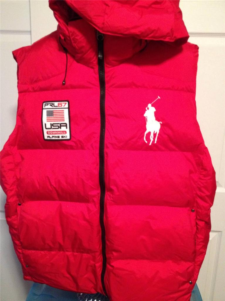 New Ralph Lauren Polo Big and Tall Down Puffer Vest 3XL 3X 3XB Red Big Pony
