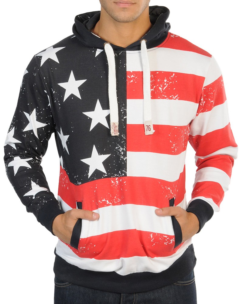 Mens Stars & Stripes Hooded Sweatshirt USA Pullover Hoodie Designer ...
