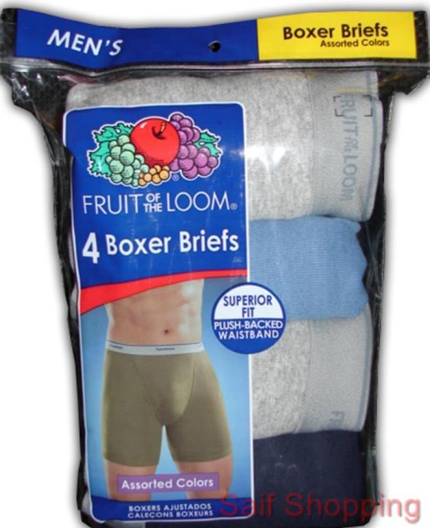 4 Fruit of the Loom Men's Boxer Briefs Assorted Colors 100% Cotton S M ...