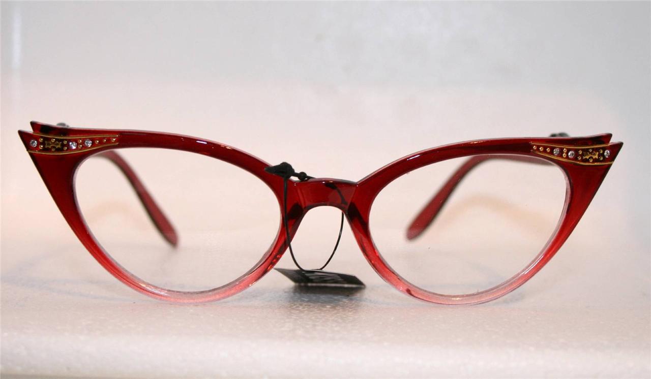 NEW RETRO 50'S/60'S STYLE CATEYE ROCKABILLY GEEK GLASSES WITH COLOURED ...
