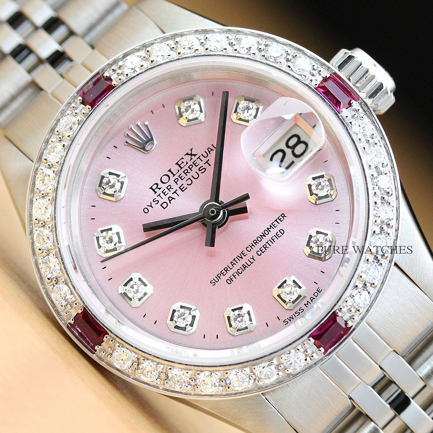 pink face rolex with diamonds