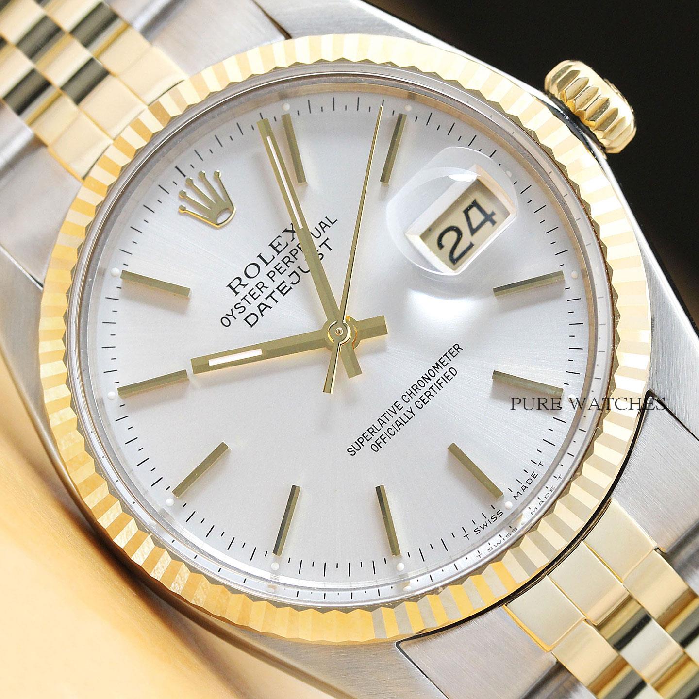 ROLEX MENS DATEJUST 18K YELLOW GOLD & STAINLESS STEEL WATCH w/ ORIGINAL