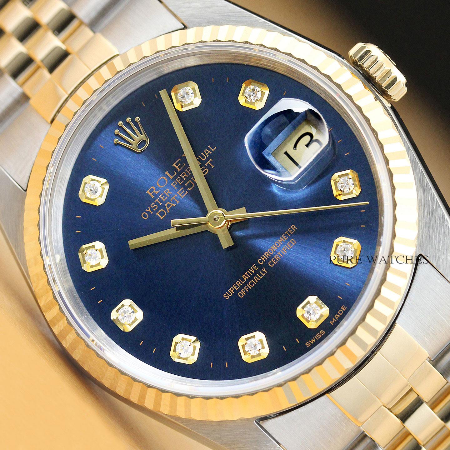 rolex datejust blue dial two tone