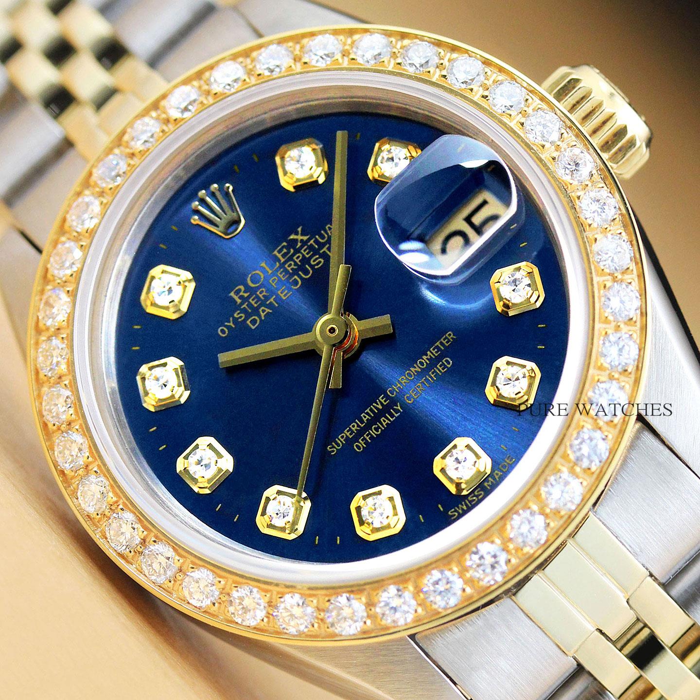 rolex datejust blue gold
