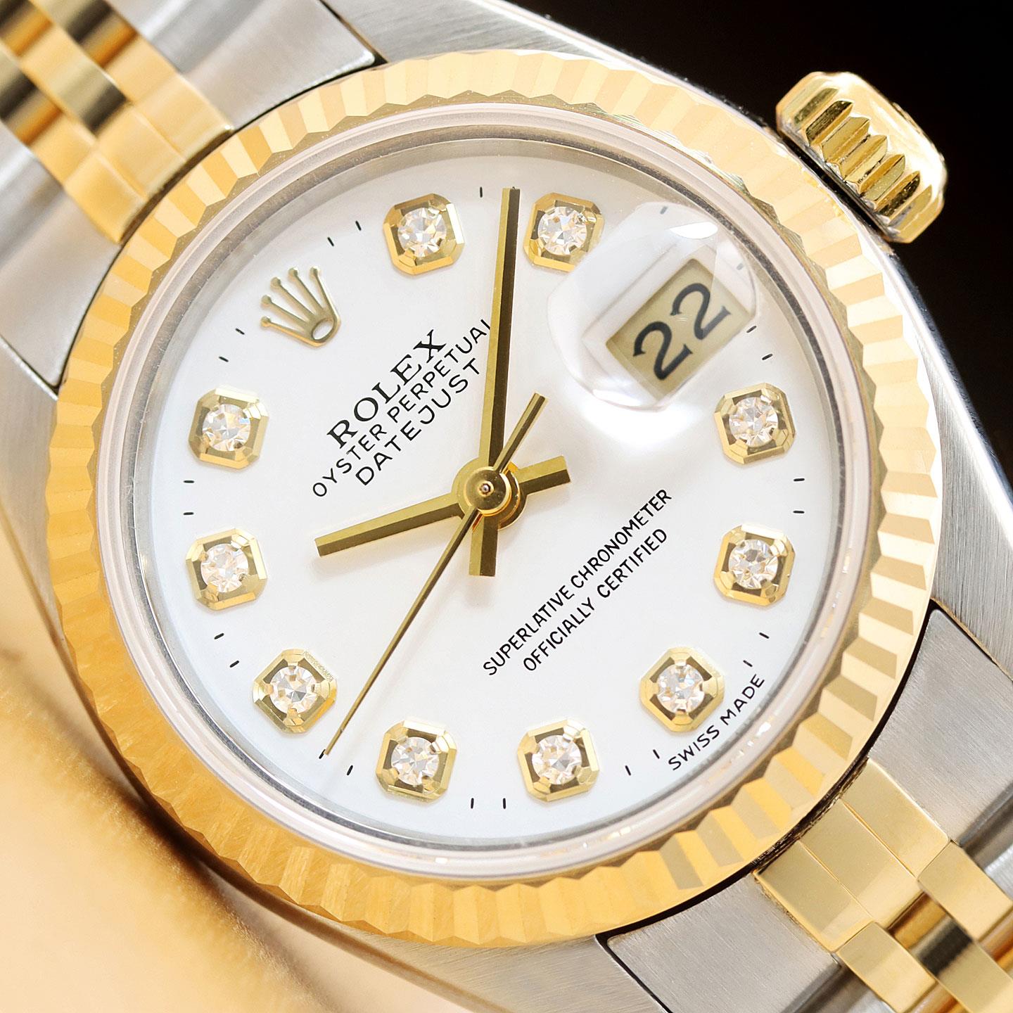 【美品】 ROLEX DATEJUST 69173 2コマ Rolex Ladies Datejust 69173 Two-Tone Green Diamond Dial
