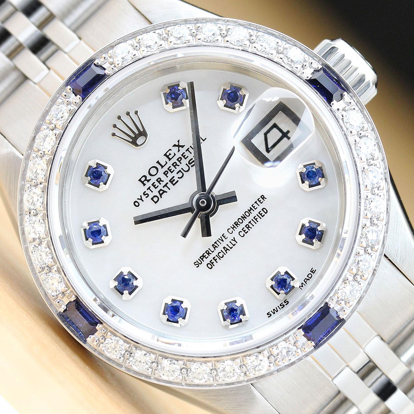 ROLEX LADIES DATEJUST 6919 MOTHER OF PEARL SAPPHIRE DIAMOND 18K