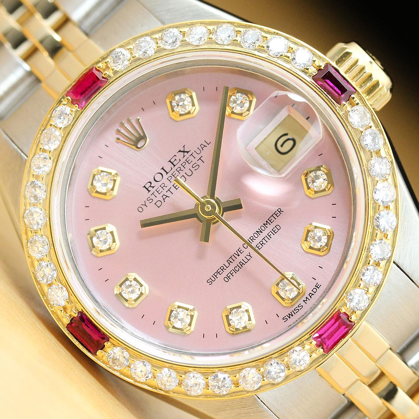 ROLEX LADIES DATEJUST 69173 PINK DIAL 18K YELLOW GOLD  display picture 1