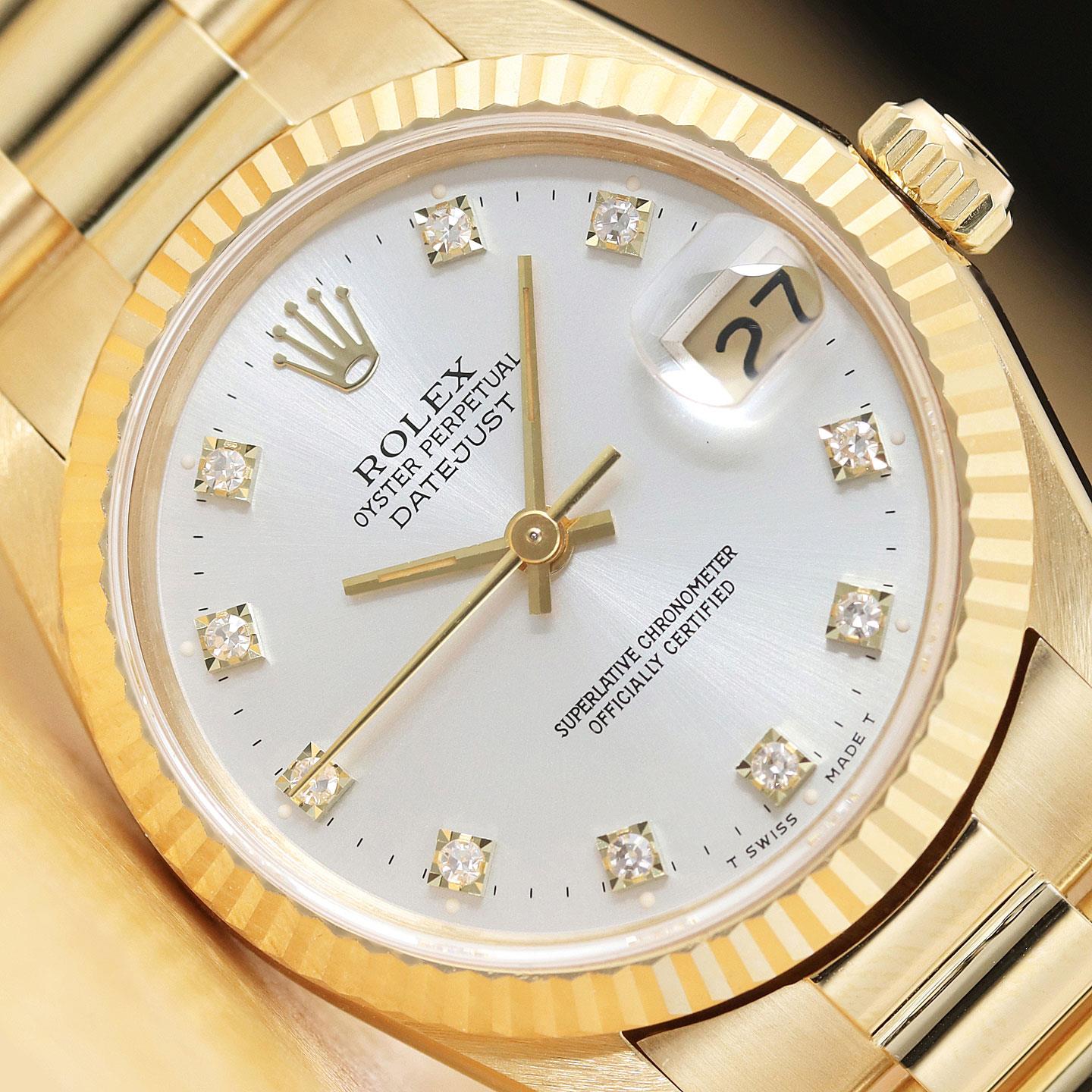 Rolex President 18k Datejust Ladies Watch w/ factory box and hang tag!!! Buy Pre-Owned Rolex Lady President 18K Gold Diamonds 69178  main image 4